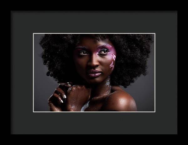 Afro and Flower beauty - Framed Print