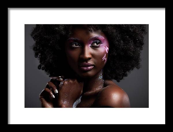 Afro and Flower beauty - Framed Print