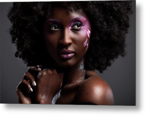 Afro and Flower beauty - Metal Print