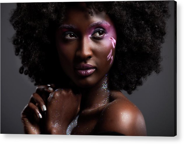 Afro and Flower beauty - Acrylic Print