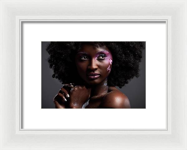 Afro and Flower beauty - Framed Print