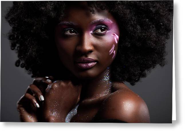 Afro and Flower beauty - Greeting Card