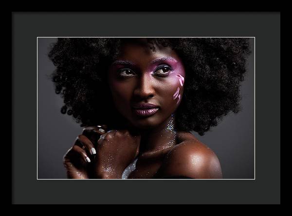 Afro and Flower beauty - Framed Print