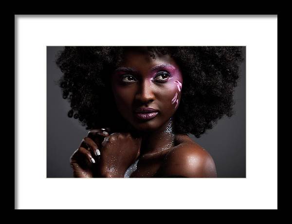 Afro and Flower beauty - Framed Print