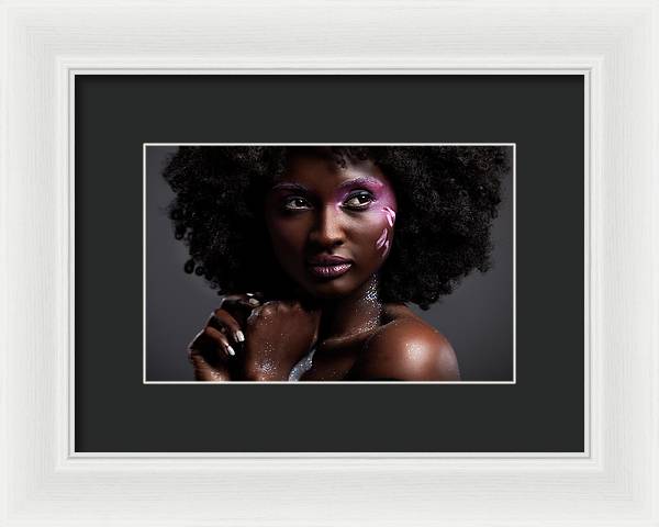 Afro and Flower beauty - Framed Print