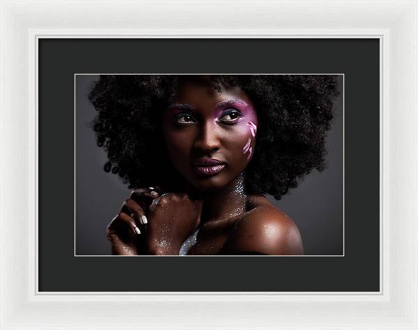 Afro and Flower beauty - Framed Print