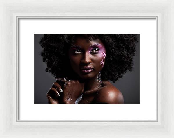 Afro and Flower beauty - Framed Print