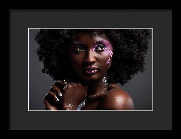 Afro and Flower beauty - Framed Print