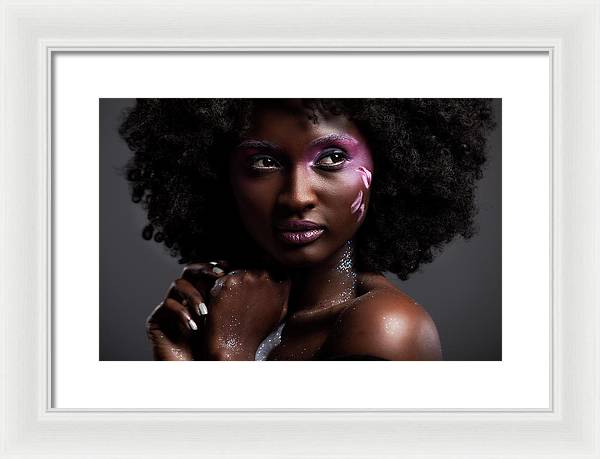 Afro and Flower beauty - Framed Print