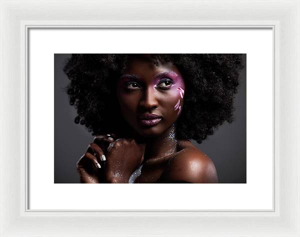 Afro and Flower beauty - Framed Print