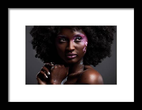 Afro and Flower beauty - Framed Print