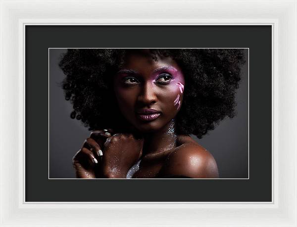 Afro and Flower beauty - Framed Print