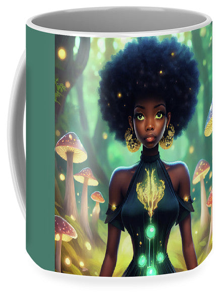 Black Queen In A Mushroom Forest - Mug