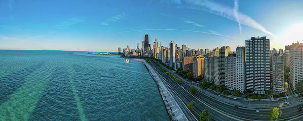 panoramic image of Chicago downtown neighborhood - Art Print