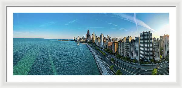 panoramic image of Chicago downtown neighborhood - Framed Print