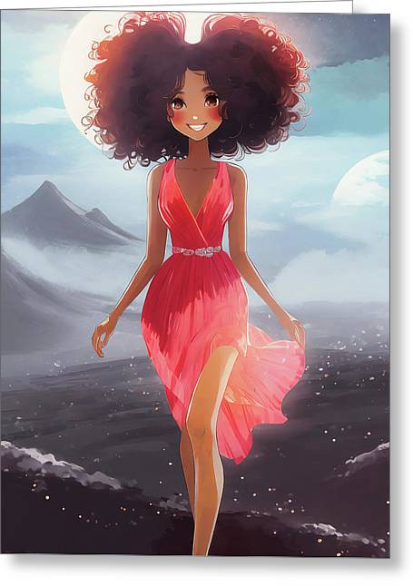 a woman's Iceland fantasy - Greeting Card