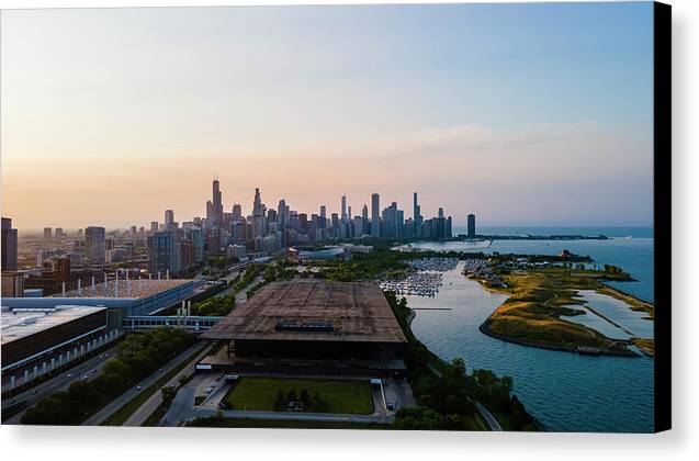 aerial drone view of Chicago metropolis - Canvas Print