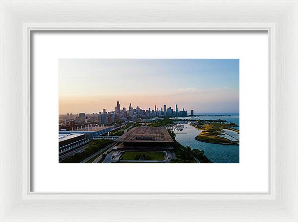 aerial drone view of Chicago metropolis - Framed Print