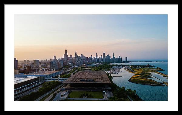 aerial drone view of Chicago metropolis - Framed Print