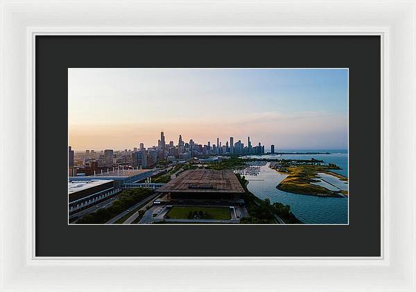 aerial drone view of Chicago metropolis - Framed Print