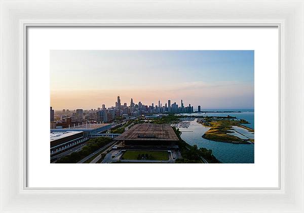 aerial drone view of Chicago metropolis - Framed Print
