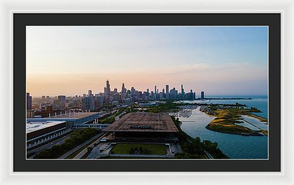 aerial drone view of Chicago metropolis - Framed Print
