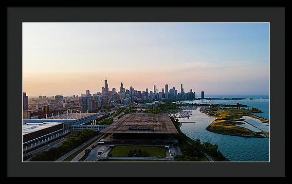 aerial drone view of Chicago metropolis - Framed Print