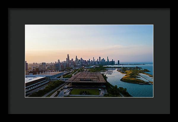 aerial drone view of Chicago metropolis - Framed Print