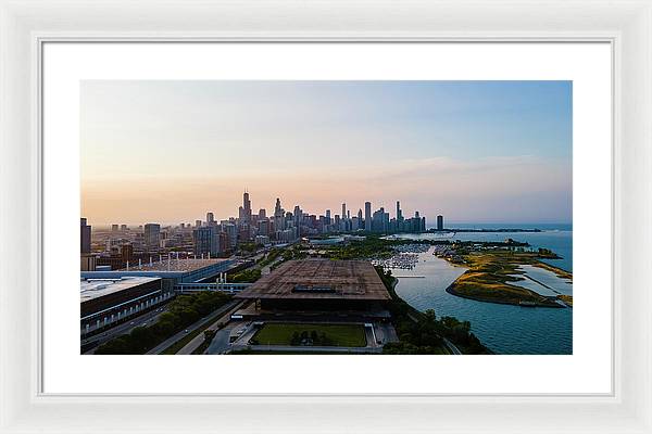 aerial drone view of Chicago metropolis - Framed Print