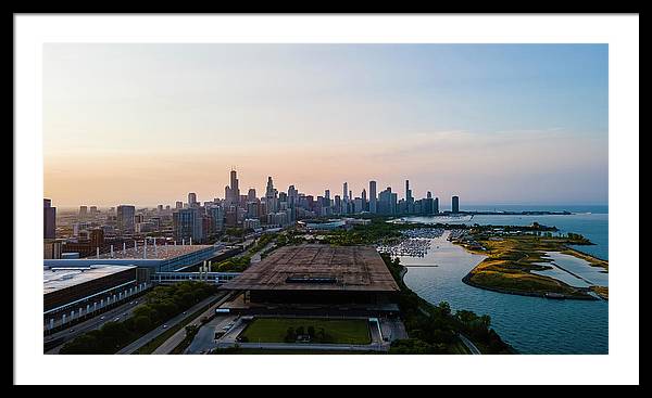 aerial drone view of Chicago metropolis - Framed Print