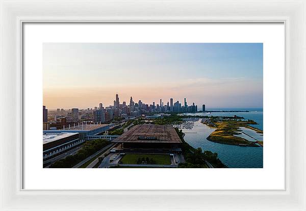 aerial drone view of Chicago metropolis - Framed Print