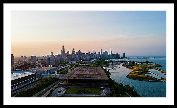 aerial drone view of Chicago metropolis - Framed Print