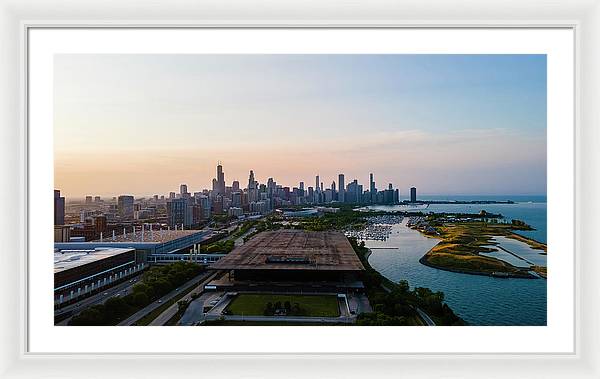 aerial drone view of Chicago metropolis - Framed Print