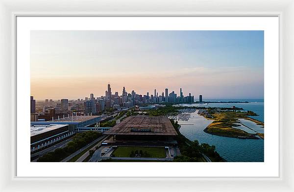 aerial drone view of Chicago metropolis - Framed Print