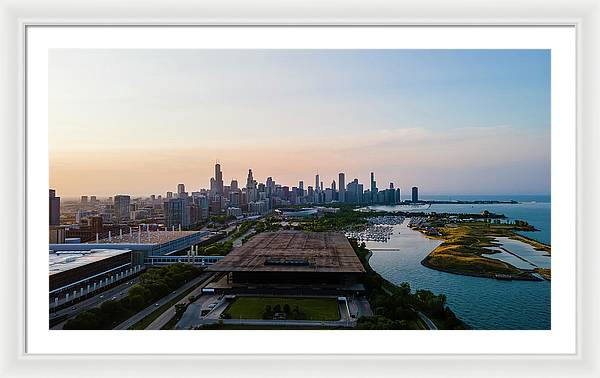 aerial drone view of Chicago metropolis - Framed Print