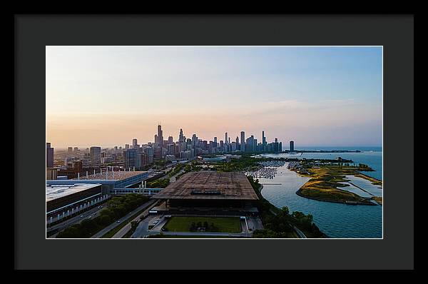 aerial drone view of Chicago metropolis - Framed Print