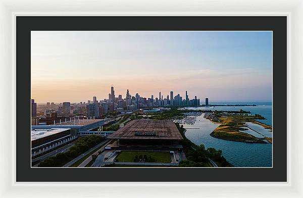 aerial drone view of Chicago metropolis - Framed Print