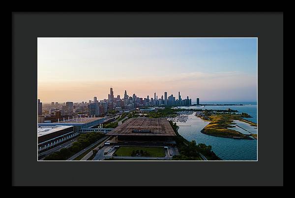 aerial drone view of Chicago metropolis - Framed Print