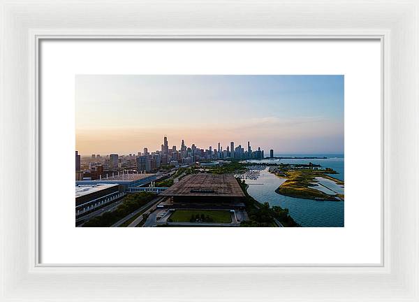aerial drone view of Chicago metropolis - Framed Print