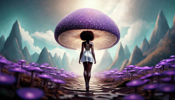 African queen mushroom world - Art Print