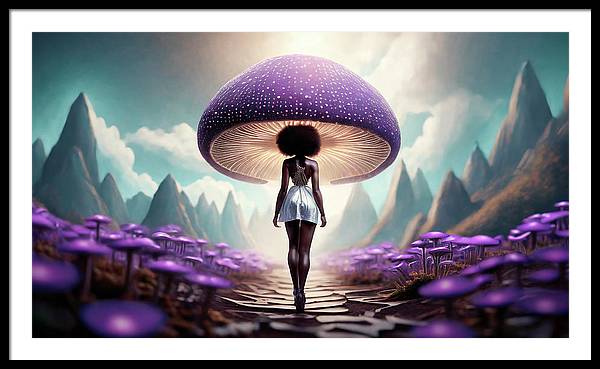 African queen mushroom world - Framed Print