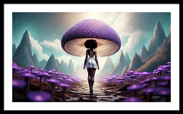 African queen mushroom world - Framed Print