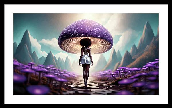 African queen mushroom world - Framed Print