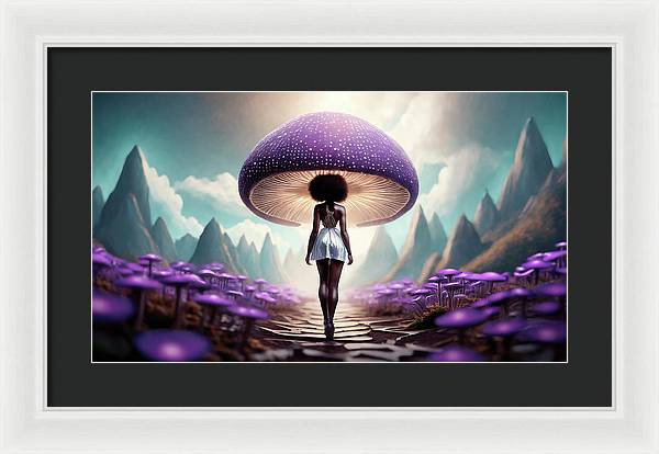 African queen mushroom world - Framed Print