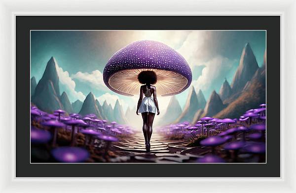 African queen mushroom world - Framed Print