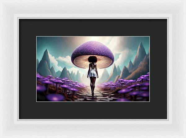 African queen mushroom world - Framed Print