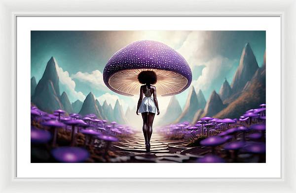 African queen mushroom world - Framed Print