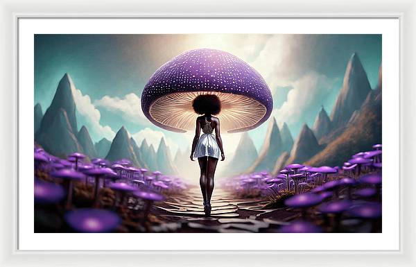 African queen mushroom world - Framed Print