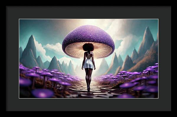 African queen mushroom world - Framed Print