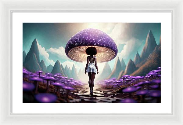 African queen mushroom world - Framed Print